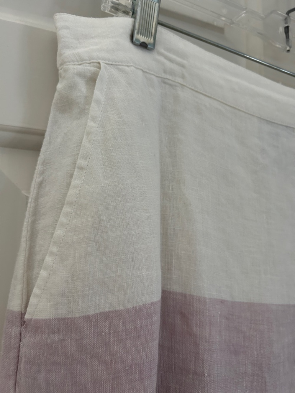 Rachel Zoe size L Striped Linen Midi Skirt in White, Lilac & Brown - Picture 3 of 6